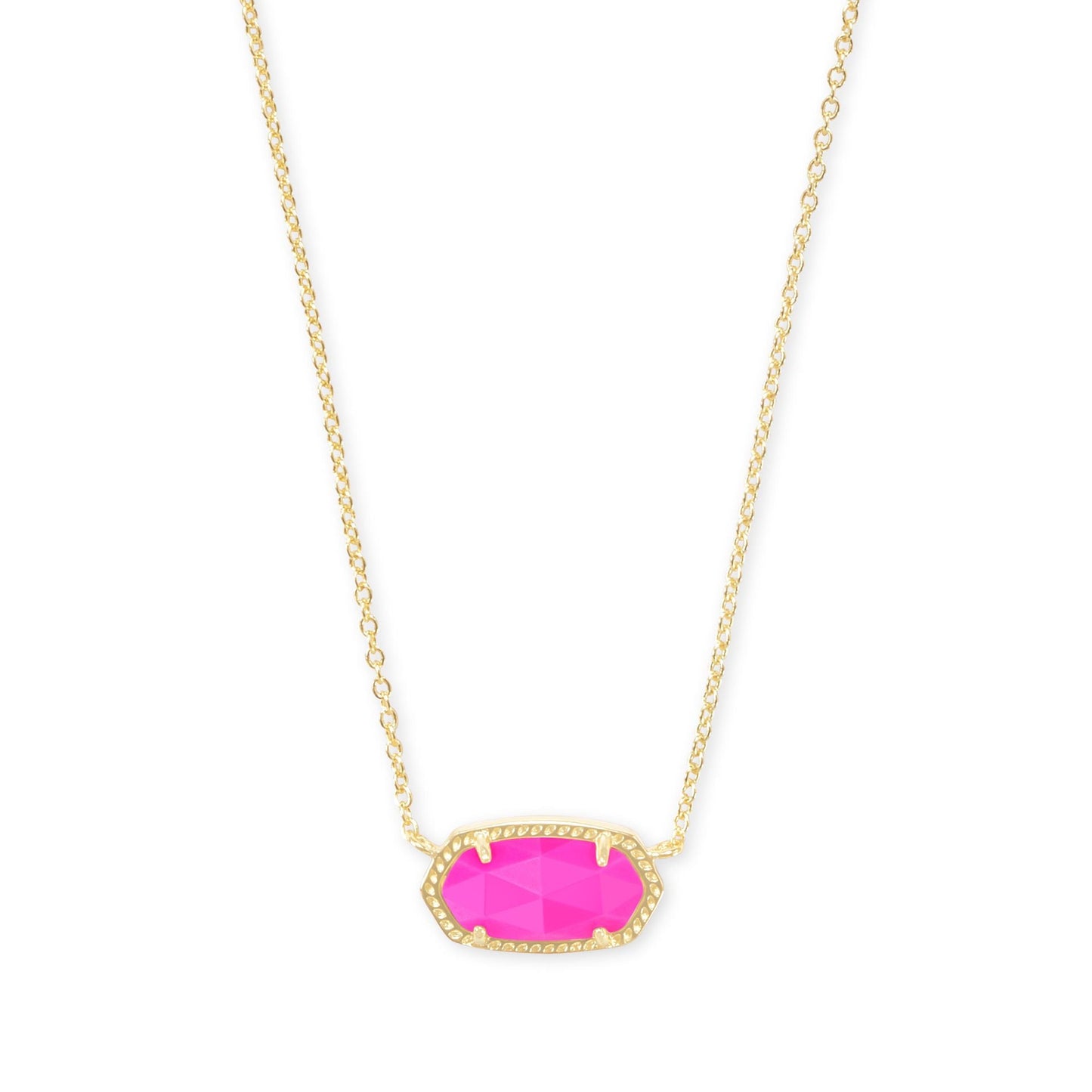 Elisa Short Pendant Necklace Gold Magenta