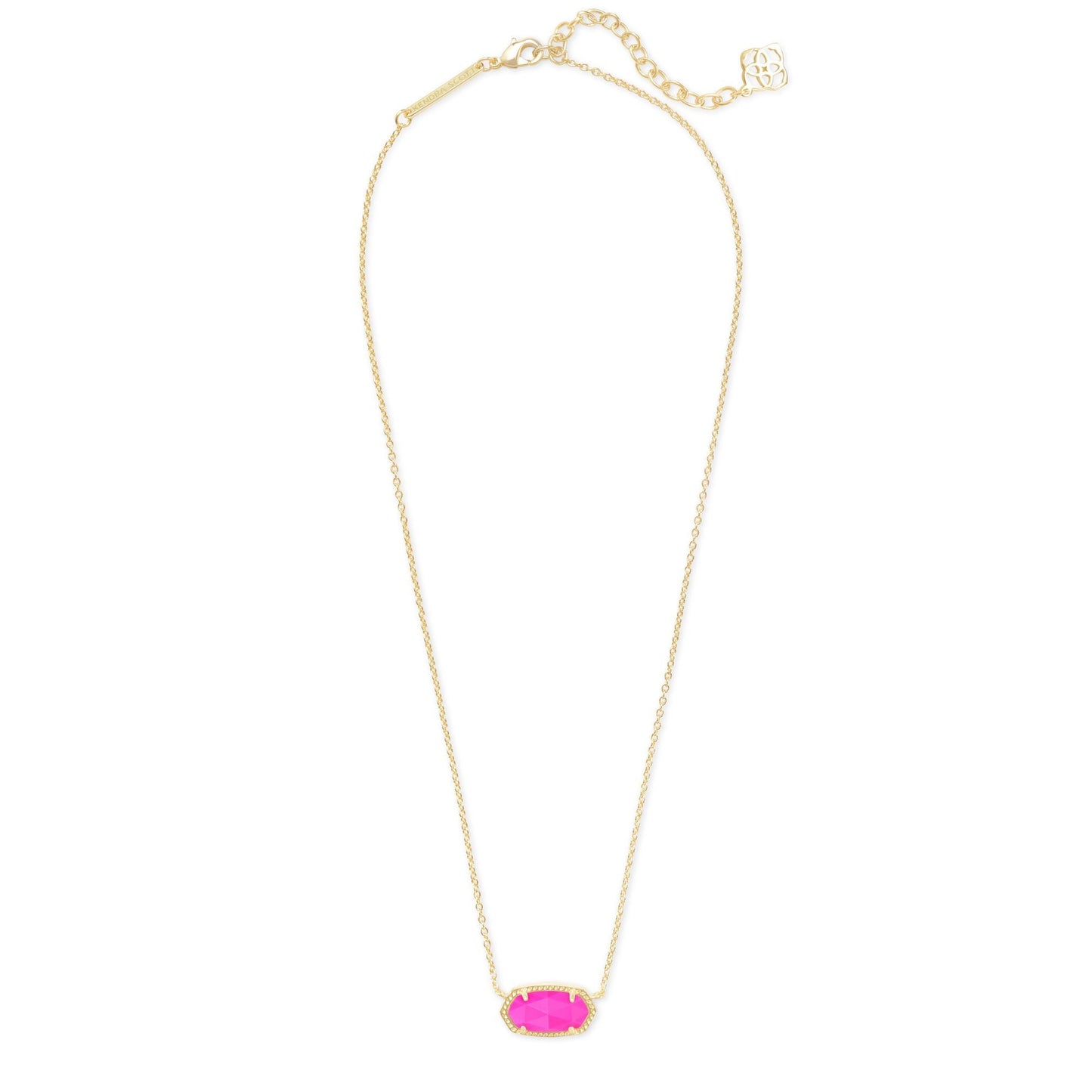 Elisa Short Pendant Necklace Gold Magenta