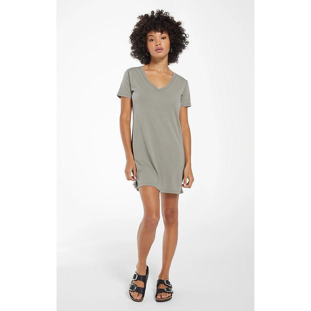 Organic Cotton T-Shirt Dress in Dusty Sage