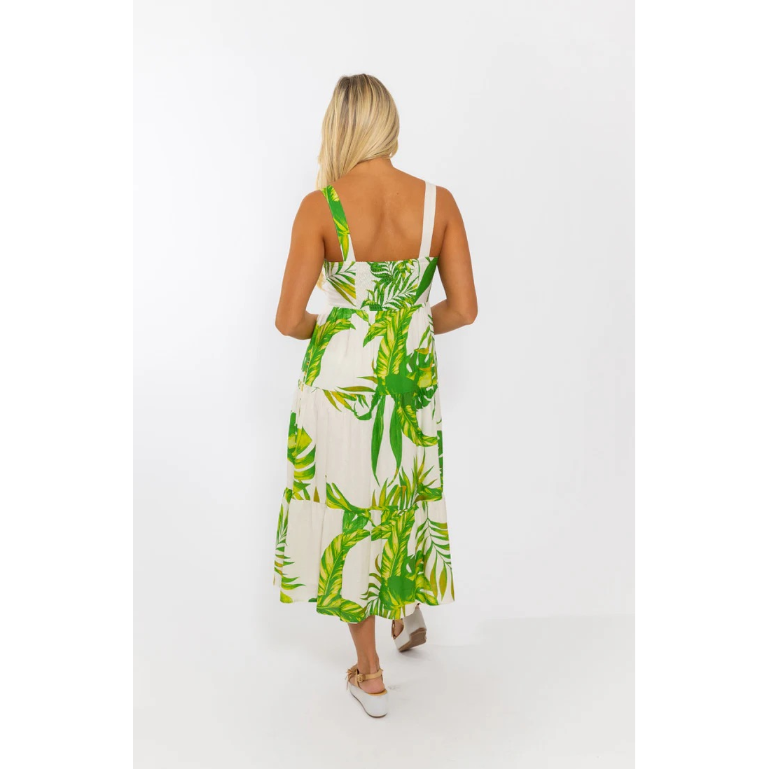 Karlie Green Palm Linen Maxi