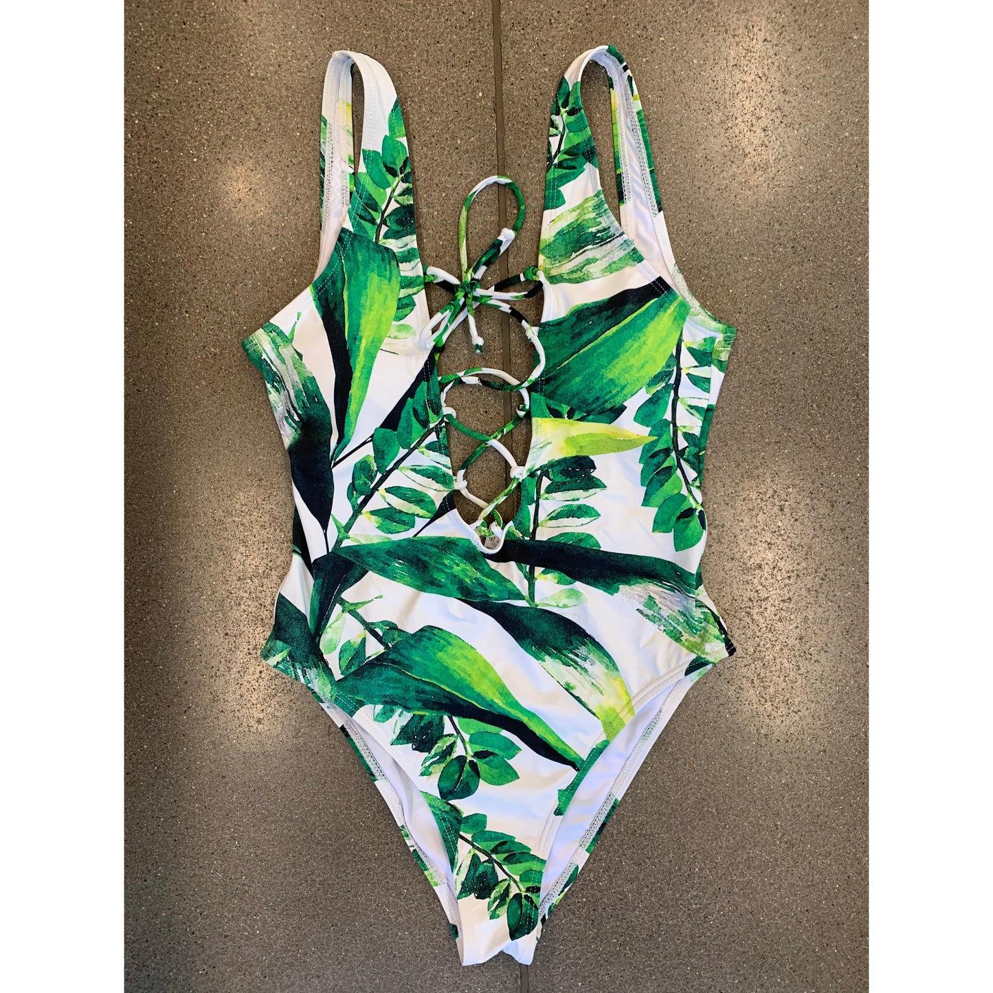 Tropical Leaf One Piece - Size Small