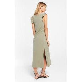 Blakely Slub Ruffle Dress in Meadow Green