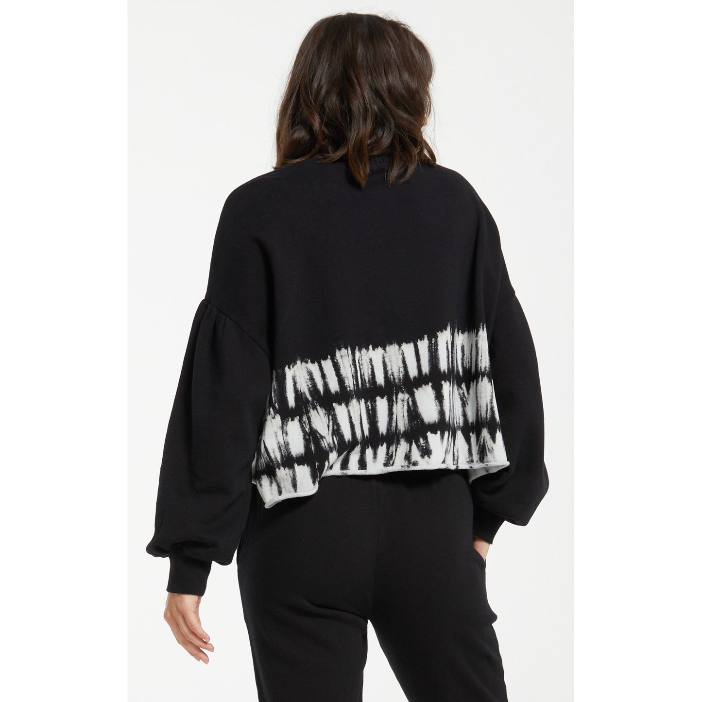 Tempest Stripe Tie Dye Pullover in Black