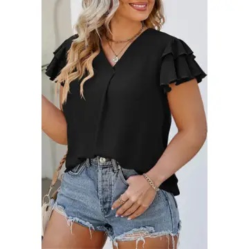 Ruffle Short Sleeve Curvy Top