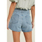 Belted Light Denim Shorts