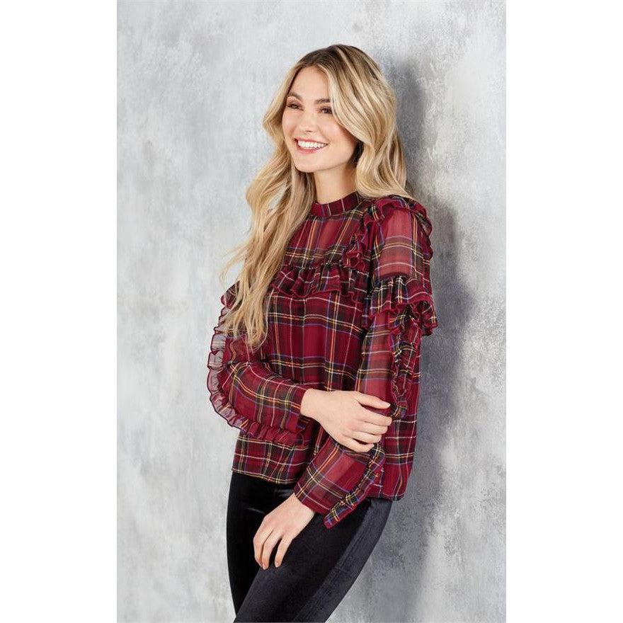 Ramona Ruffle Plaid Top