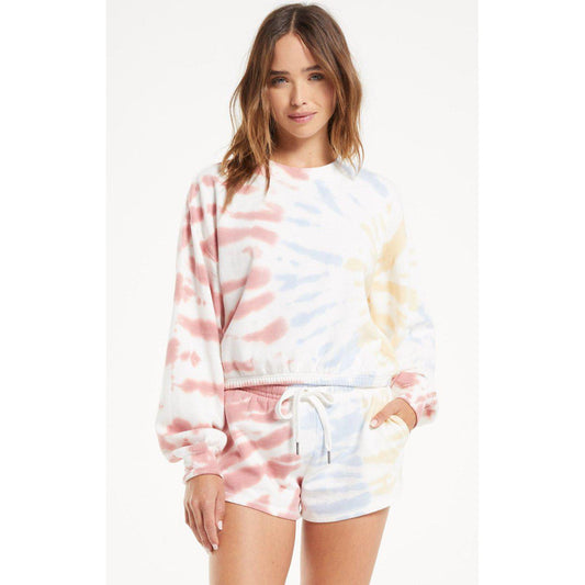 Britton Tie-Dye Pullover in White