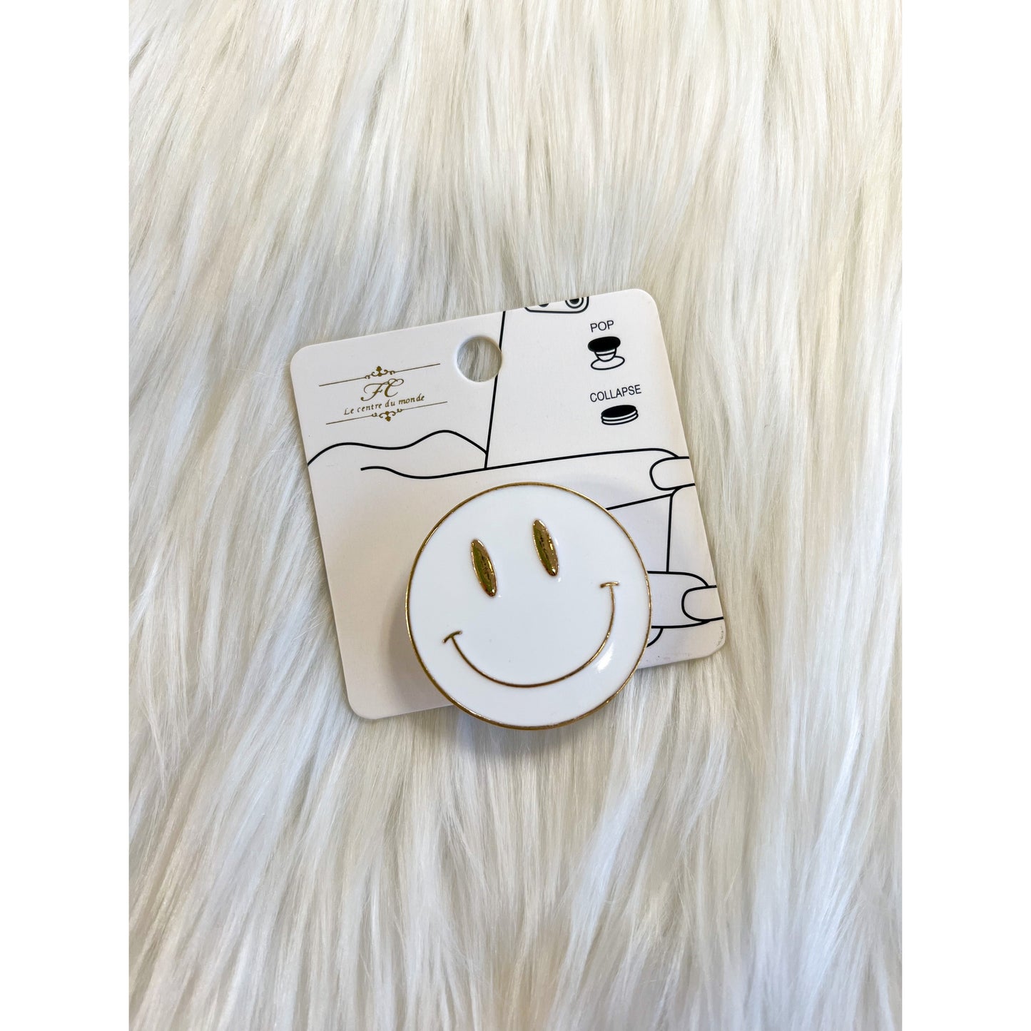 Smiley Phone Grip In White