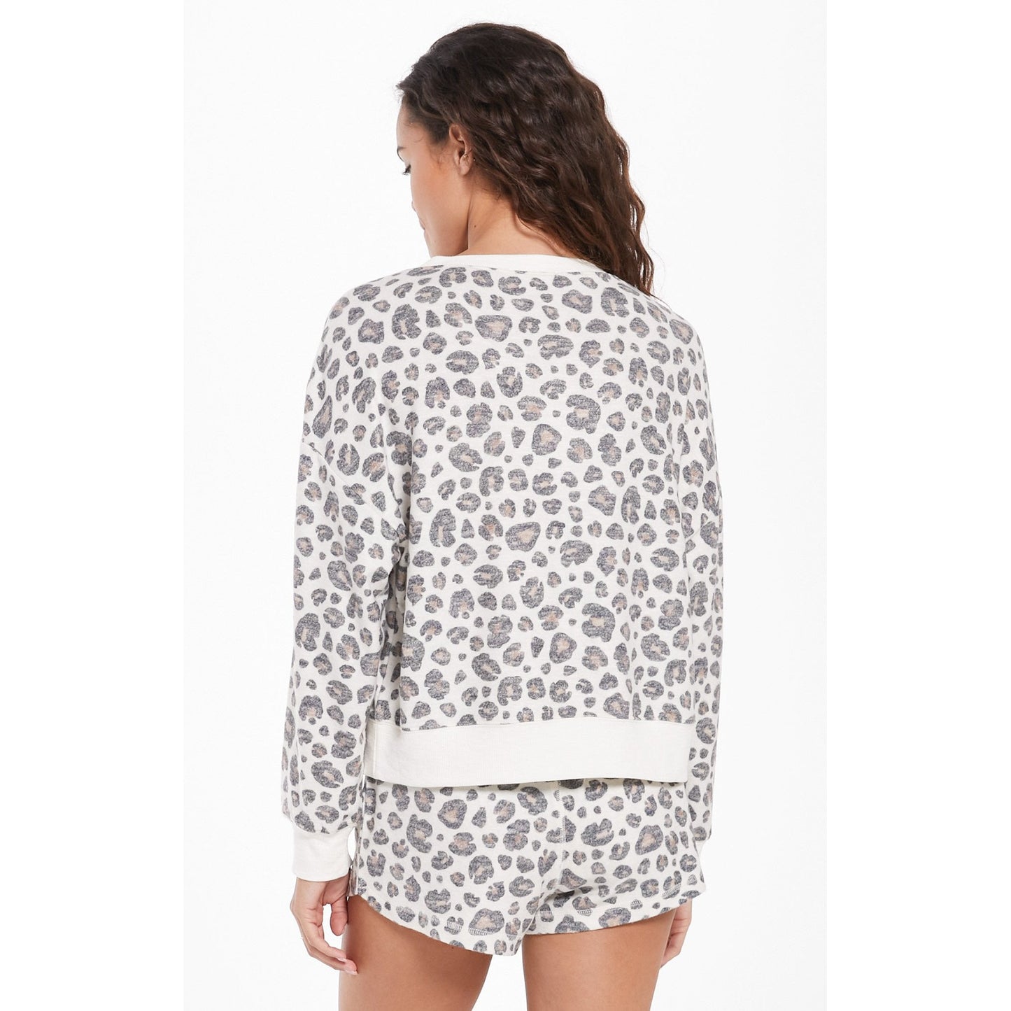 Elle Brushed Slub Leopard Pullover