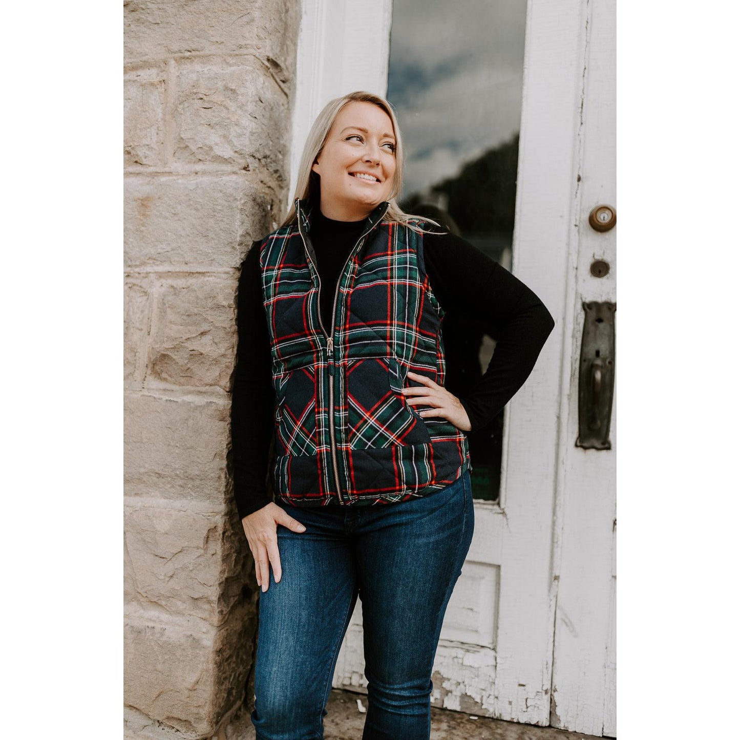 Brodie Quilted Navy Tartan Vest