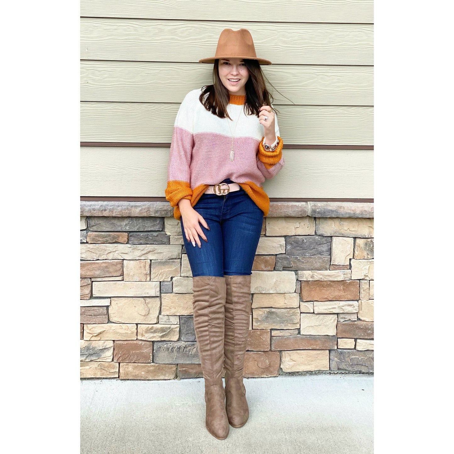 Sweet On Fall Color Block Sweater