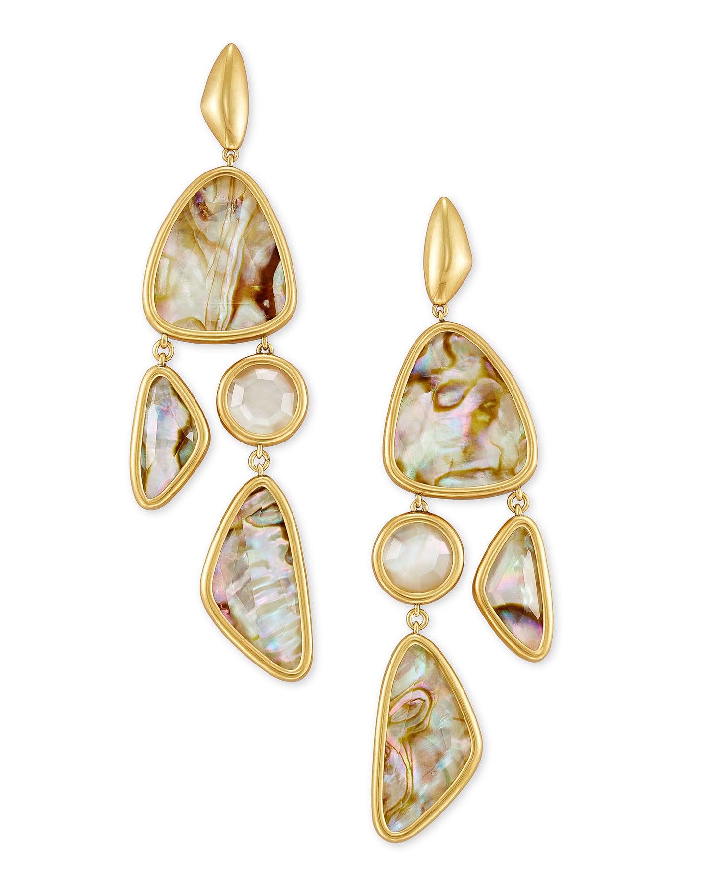 Margot Statement Earring in Vintage Gold White Abalone