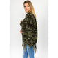 Camo Distressed Denim Shirt Jacket