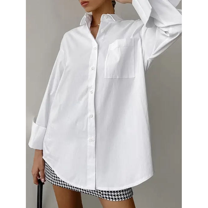 Sweet Kama White Lapel Collar Top