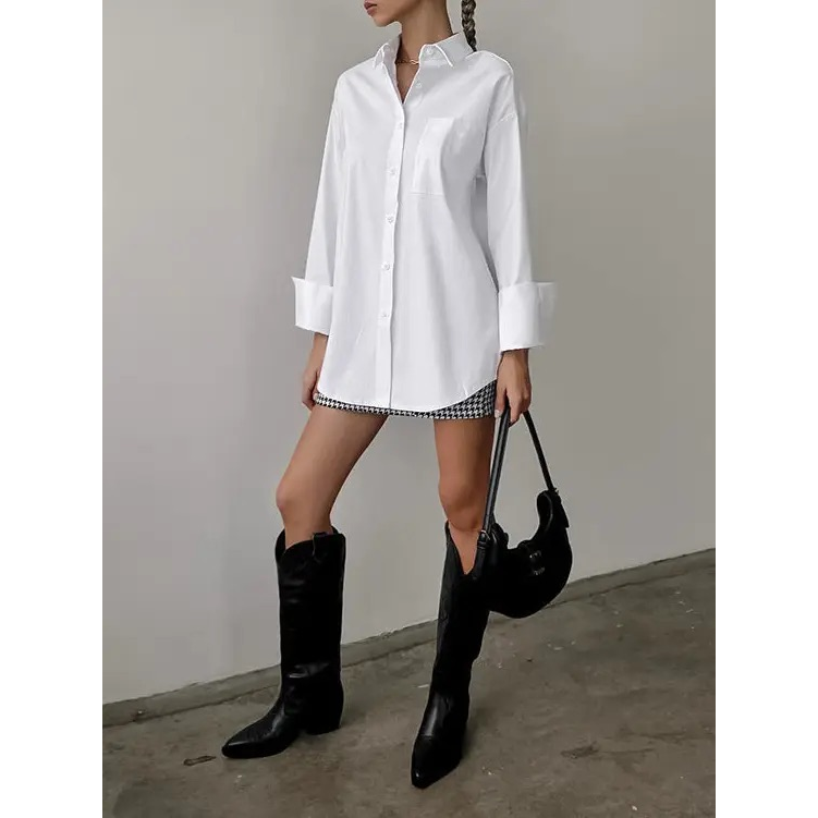 Sweet Kama White Lapel Collar Top