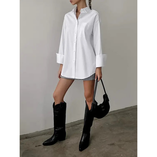 Sweet Kama White Lapel Collar Top