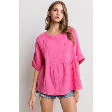 Ces Femme Pink Gauze Top