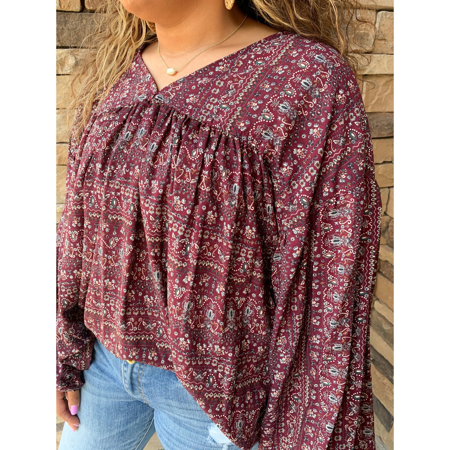 Floral Burgundy Dreams Top