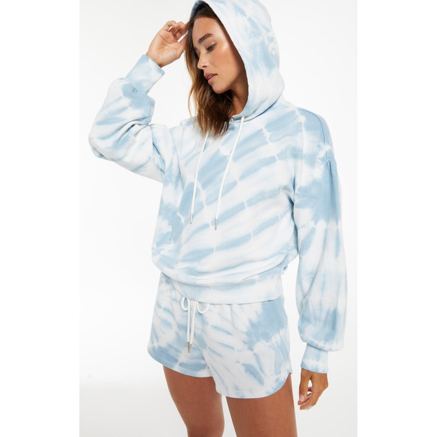 Eva Spiral Tie Dye Hoodie In Blue Agave