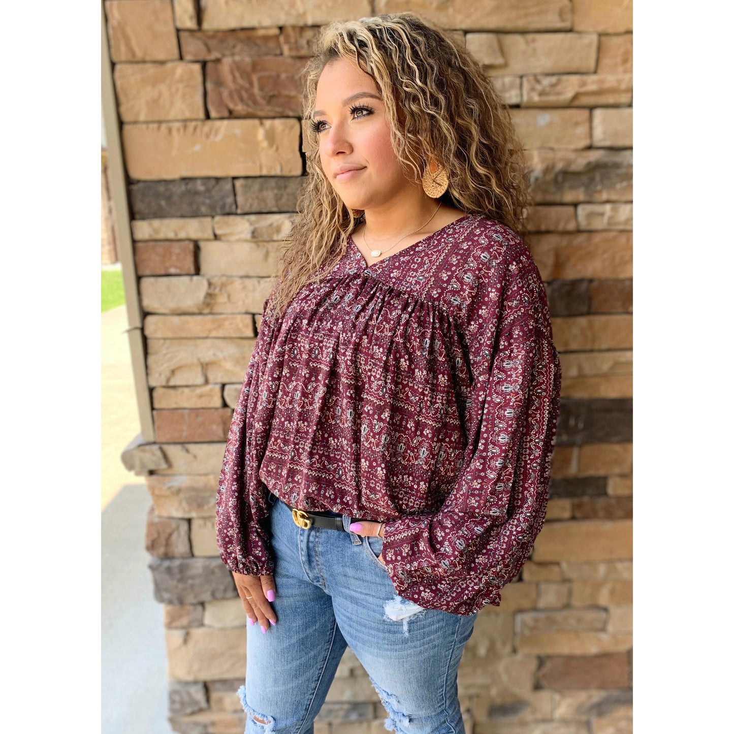 Floral Burgundy Dreams Top