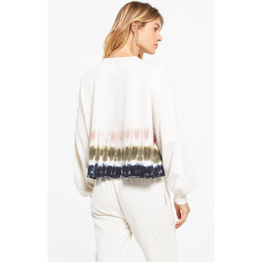 Tempest Stripe Tie Dye Pullover in Bone