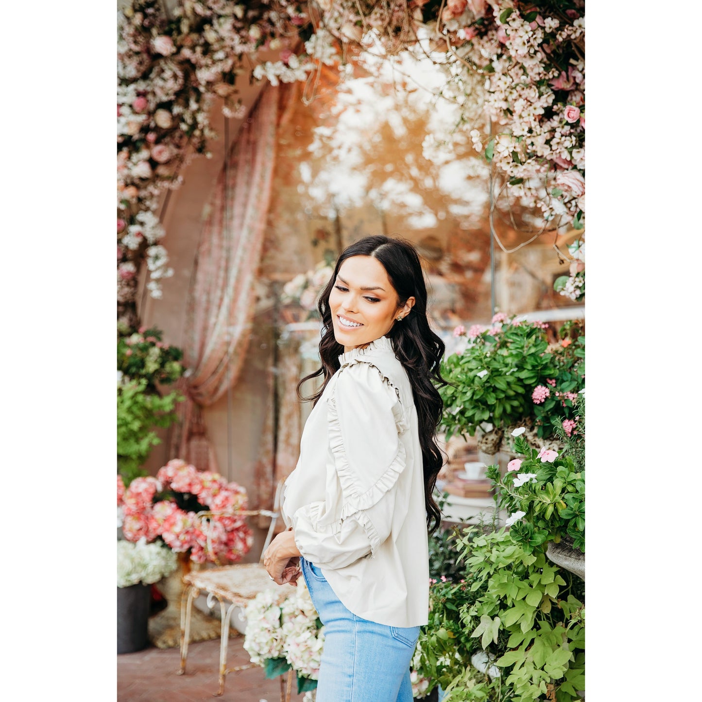 Ivory Pleather Ruffle Top