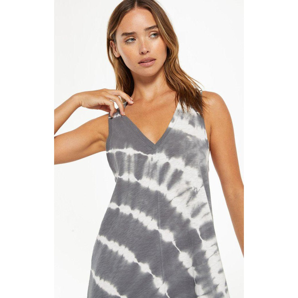 Reverie Spiral Tie-Dye Dress in Charcoal