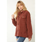 Solid Brown Corduroy Button Front Top