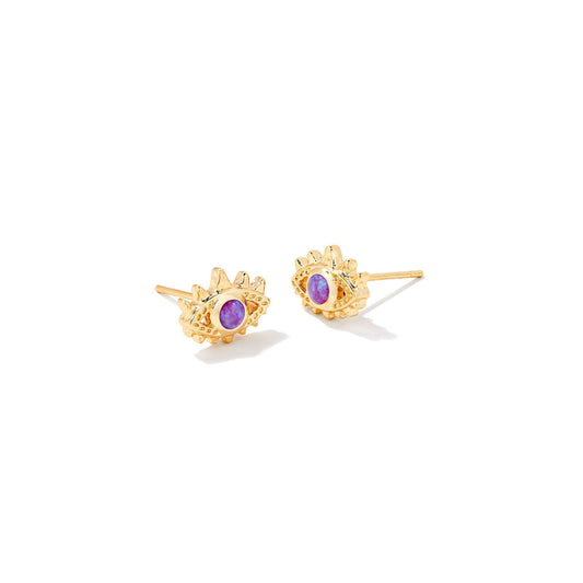 Gemma Stud Earring in Gold Fuchsia Opal