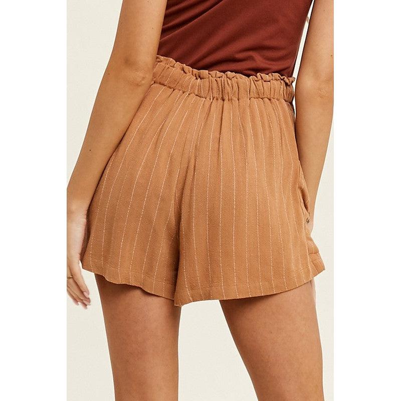 Striped Pocket Shorts in Camel