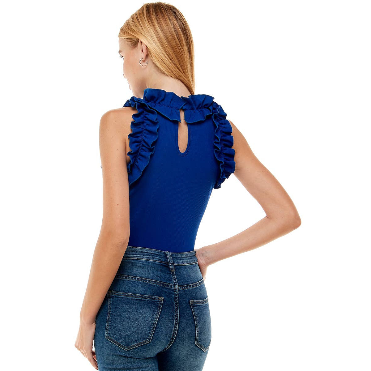 Ruffle Royal Blue Bodysuit