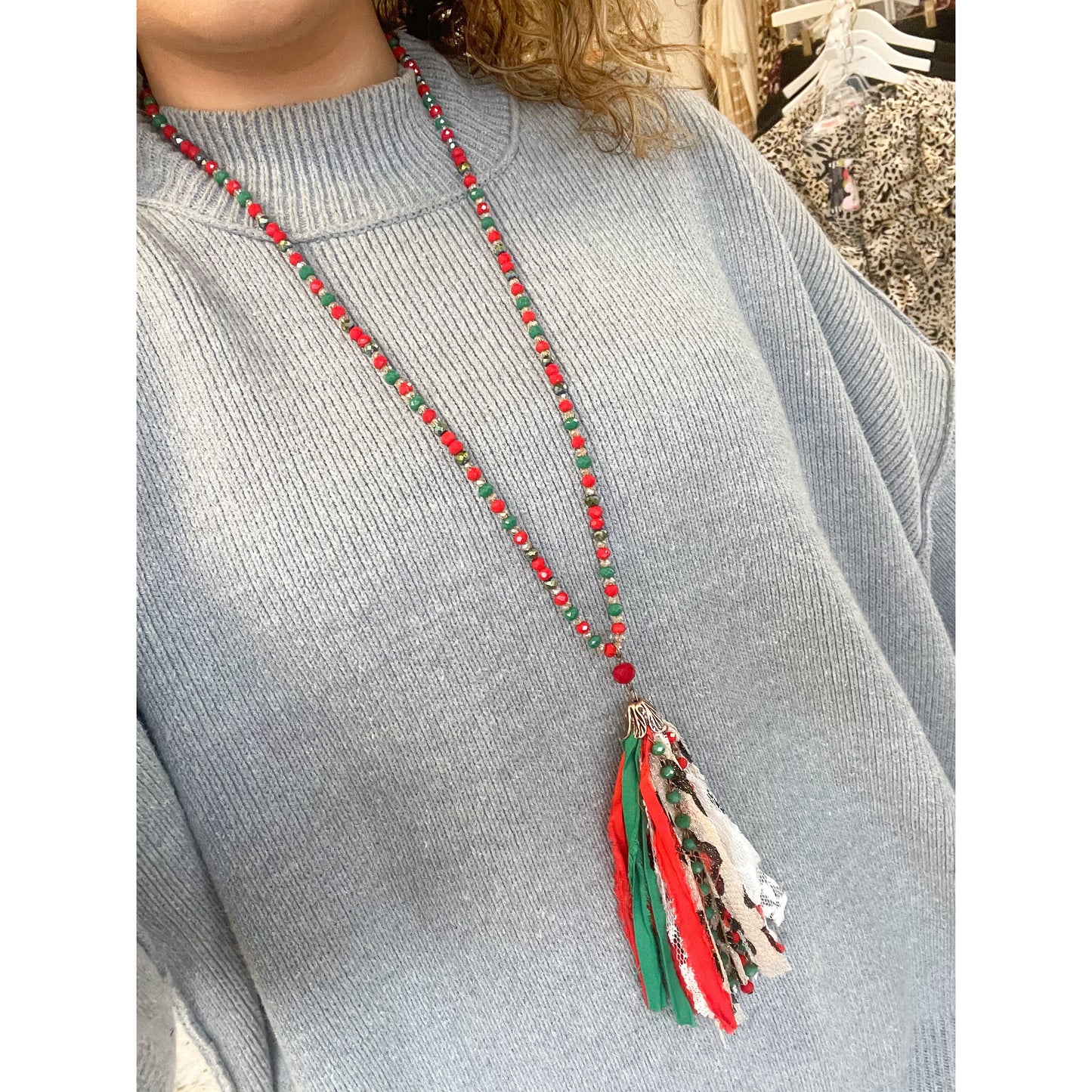 Leopard Christmas Tassel Necklace