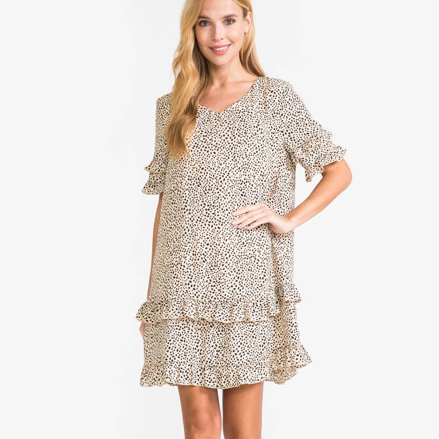 Multi Spots Taupe Dress