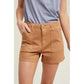 Cotton Denim Shorts in Warm Tan