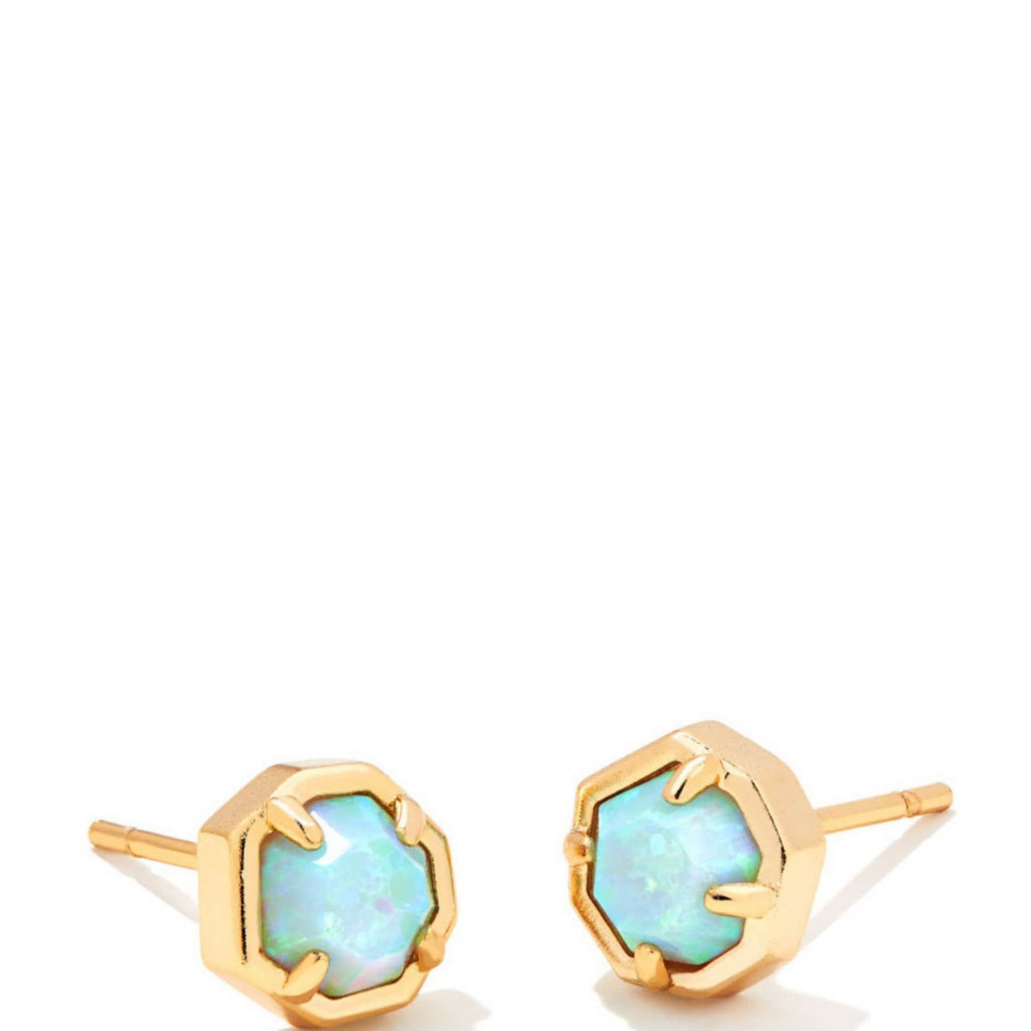 Nola  Gold Stud Earrings in Aged Blue Kyocera Opal