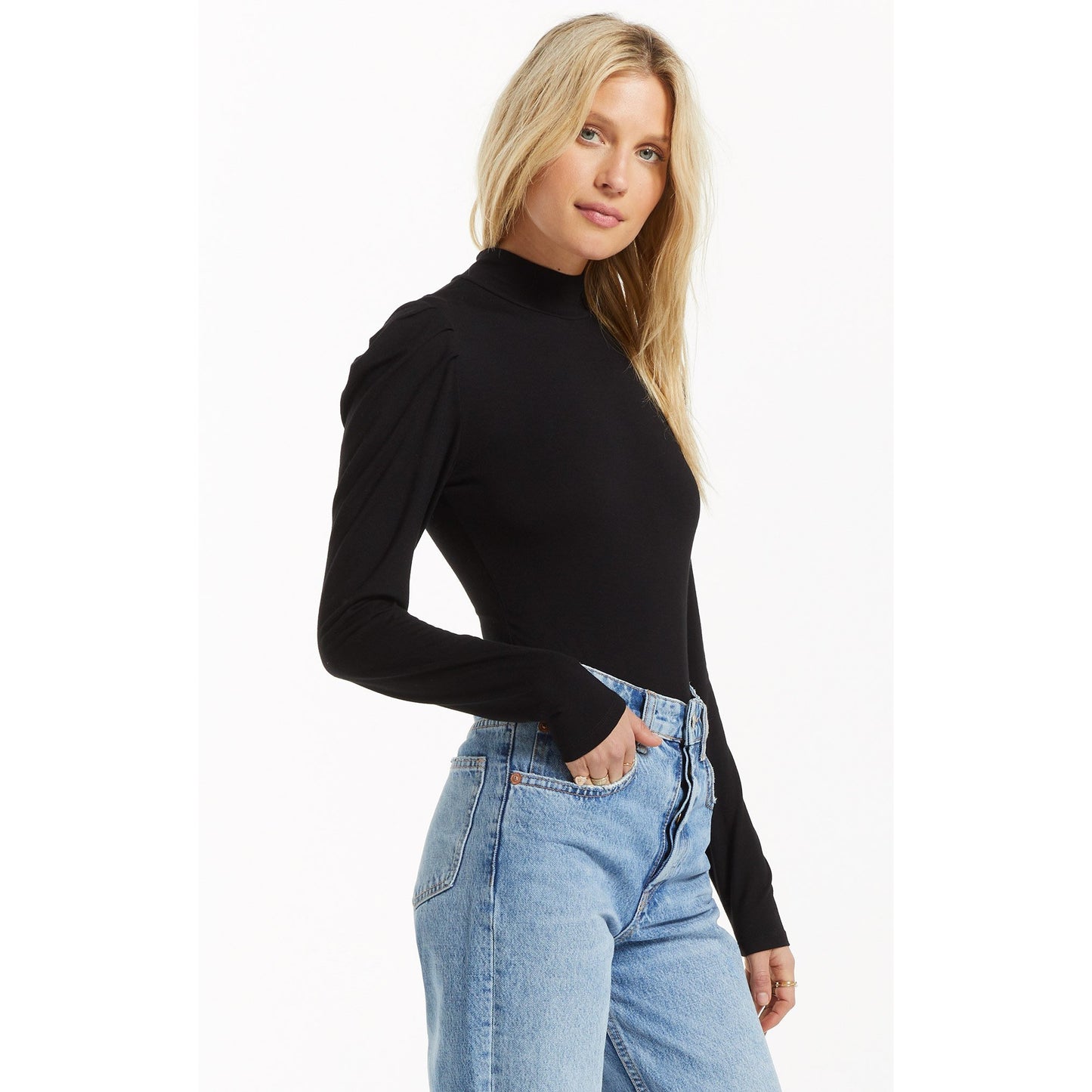 Luna Long Sleeve Bodysuit In Black