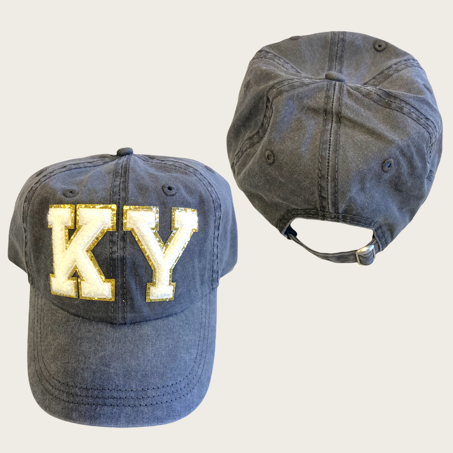 Grey KY Chenille Letter Hat