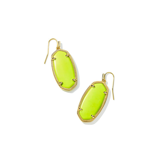 Elle Earrings in gold and neon yellow