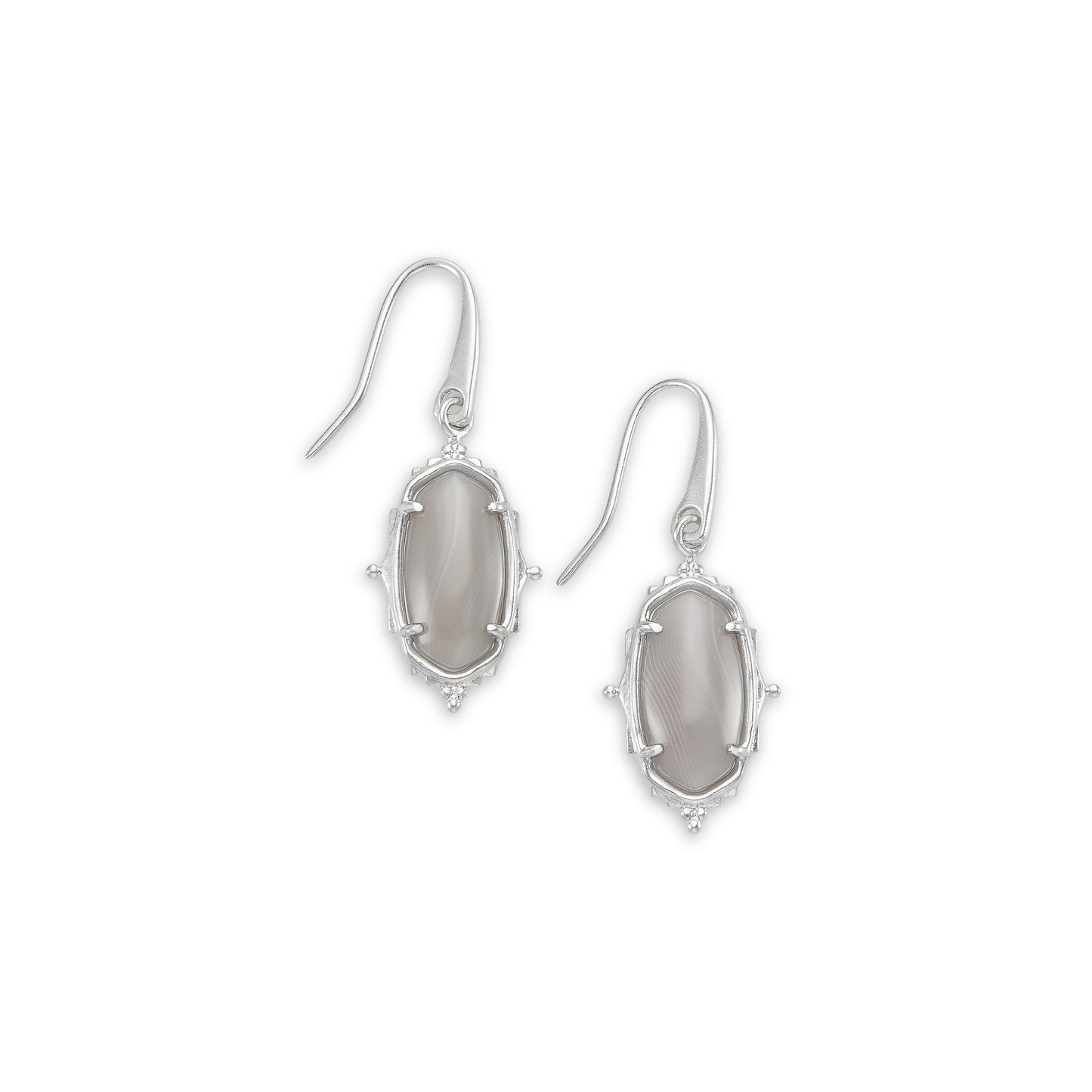 Fall 2 Baroque Lee Drop Earring In Rhodium Gray Banded Agate