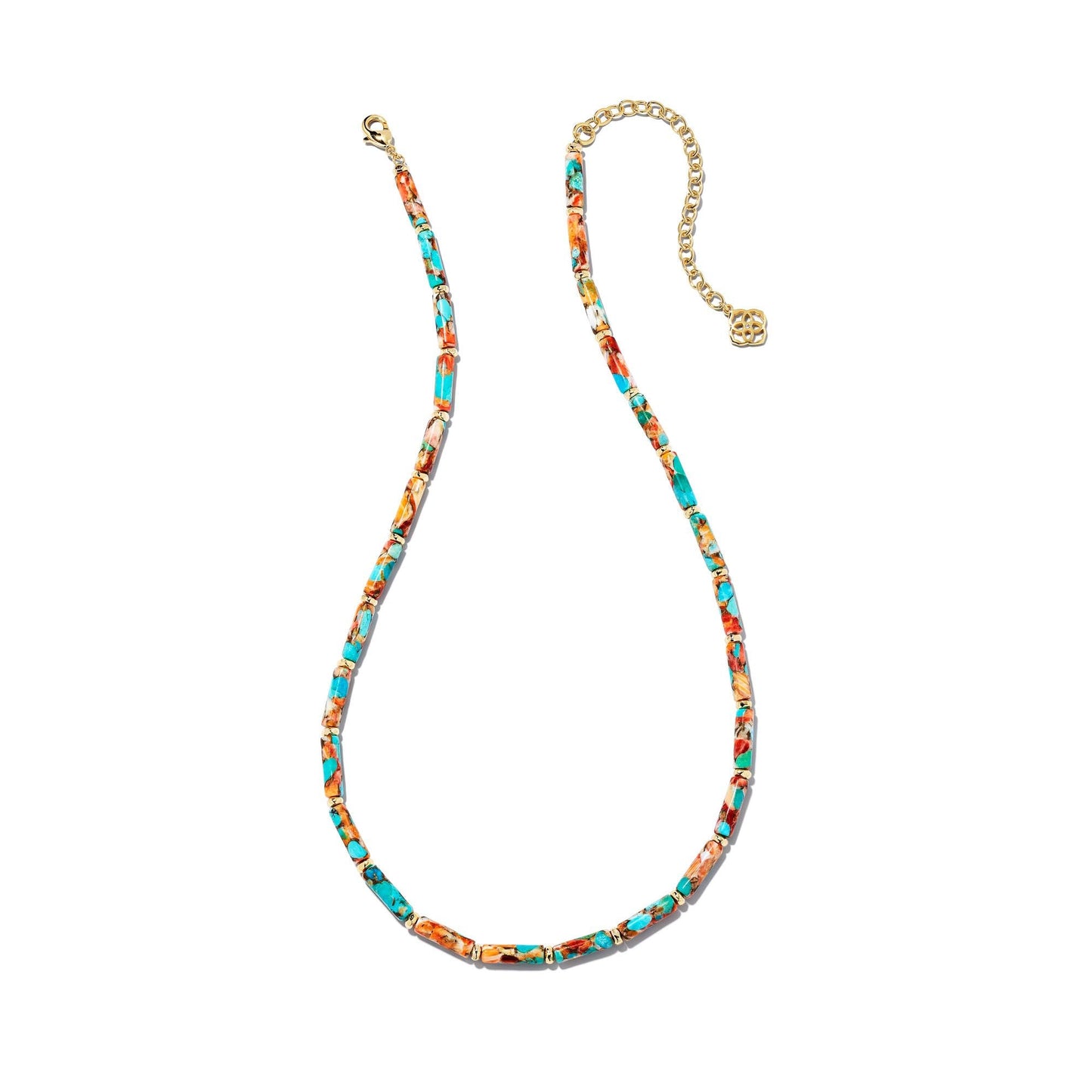 Ember Necklace in Gold Bronze Veined Turquoise Red Oyster