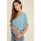 Dolman Surplice Bodysuit in Sea Blue