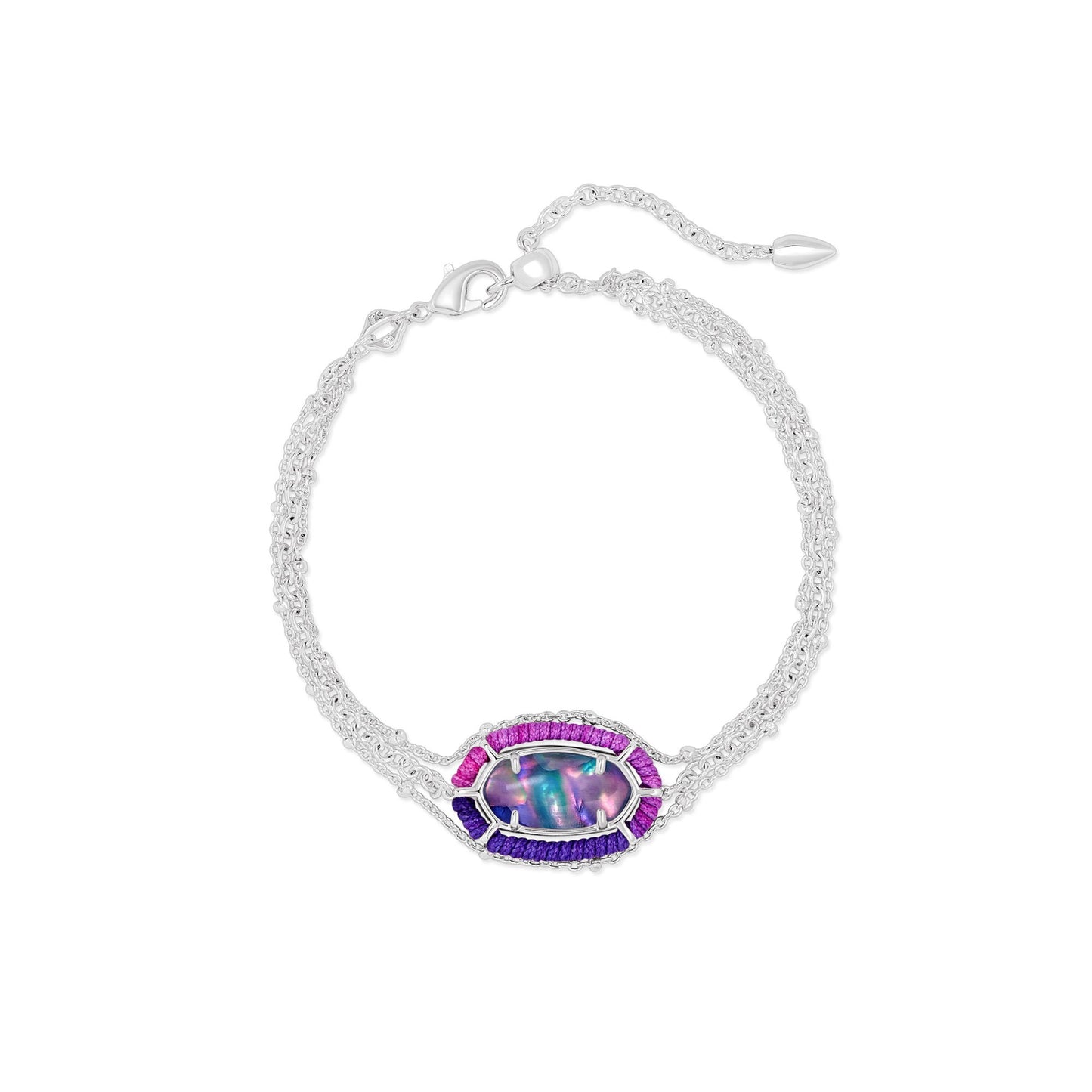 Elaina Threaded Multi-Strand Bracelet in Bright Silver Lilac Abalone