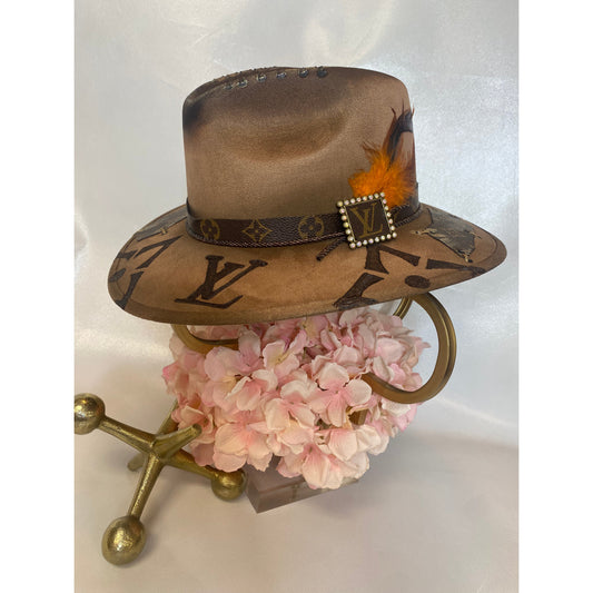 Upcycled Louis Vuitton Hat Warm Brown Flat Top – Southern Bliss