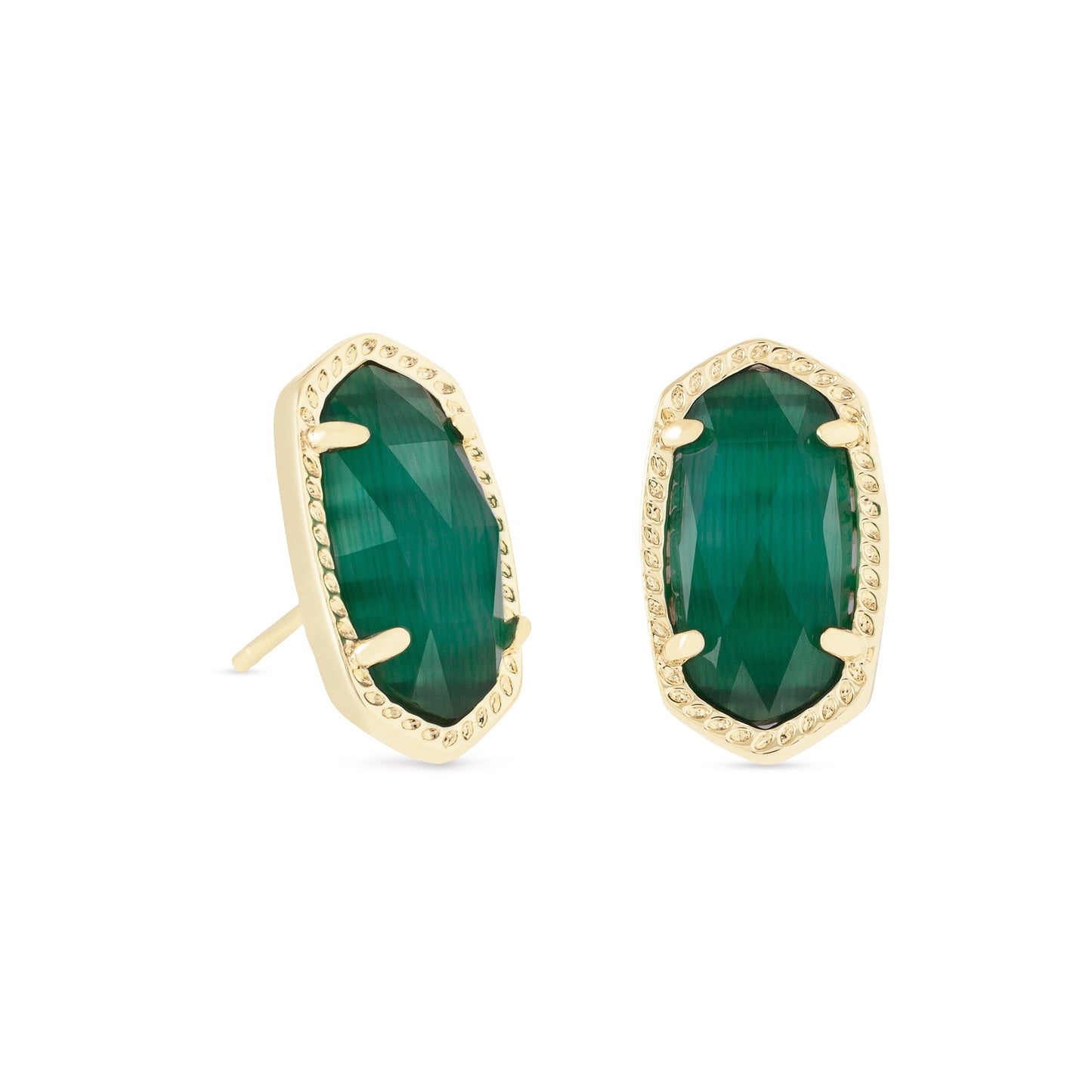 Ellie Earrings In Gold Emerald Cats Eye