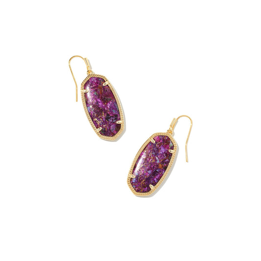 Elle Drop Earrings in Gold Bronze Veined Purple