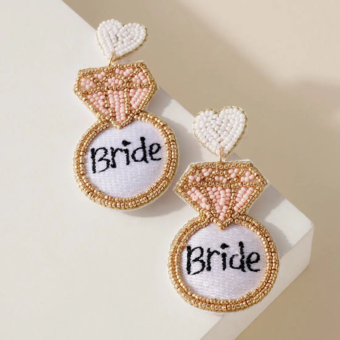 Round Beaded BRIDE Earrings