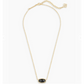 Elisa Gold Pendant Necklace In Black Opaque Glass