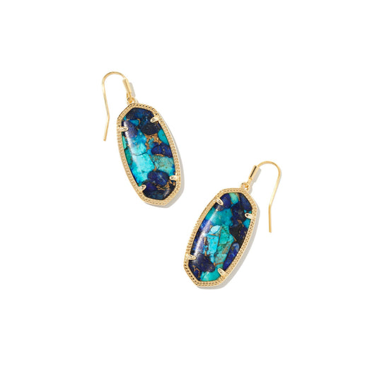 Elle Drop Earrings in Gold Bronze Veined Lapis