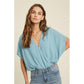 Dolman Surplice Bodysuit in Sea Blue