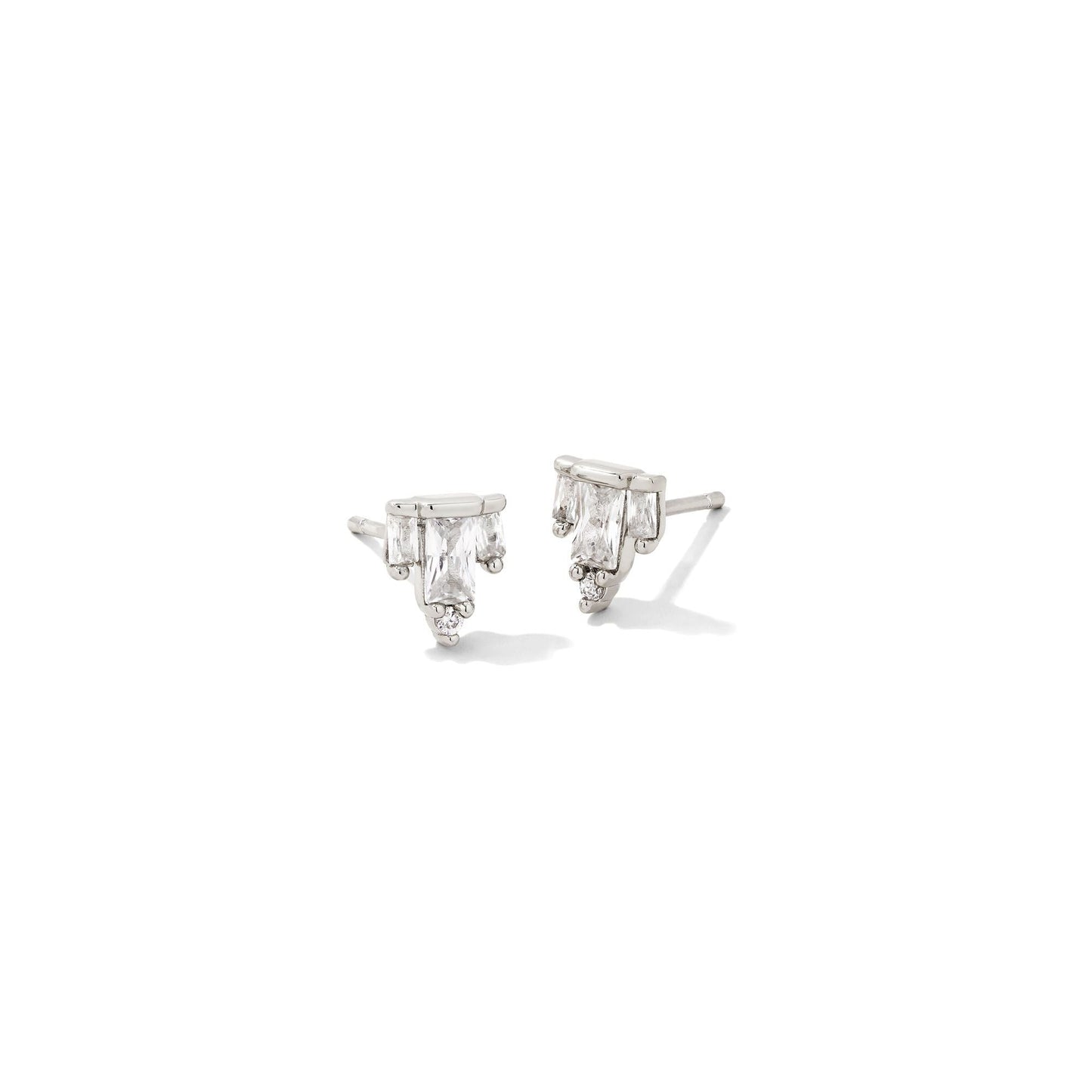 Juliette Stud Earrings in Rhodium With White Crystal